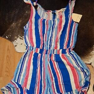 BeBop Kids Romper with Blue and Pink Stripes